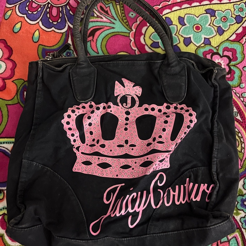 Juicy Couture navy Tote with Pink Crown Design